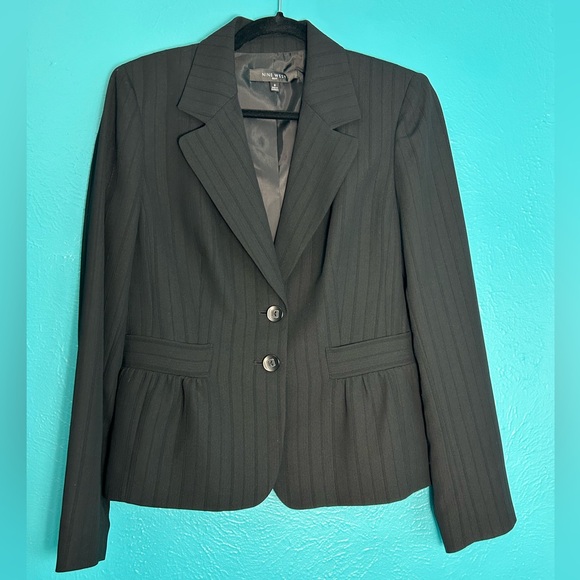 EUC Black Pinstripe Nine West Suit Jacket - Picture 3 of 5